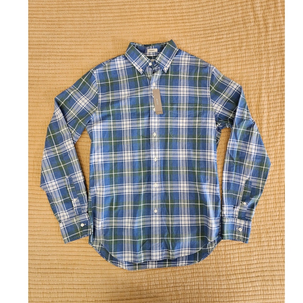 J.Crew Secret Wash Organic Cotton Plaid Shirt Button Down Preppy Mens S